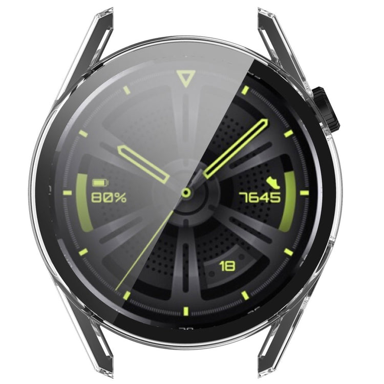 Super Fint Huawei Watch GT 3 (42mm) Cover med Skærmbeskytter i Silikone og Hærdet Glas - Gennemsigtig#serie_4