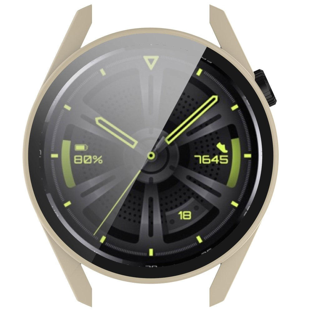 Super Fint Huawei Watch GT 3 (42mm) Cover med Skærmbeskytter i Silikone og Hærdet Glas - Beige#serie_5