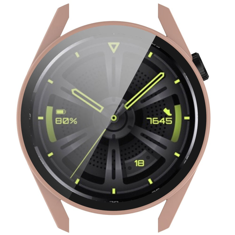 Super Fint Huawei Watch GT 3 (42mm) Cover med Skærmbeskytter i Silikone og Hærdet Glas - Pink#serie_6