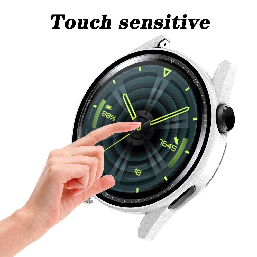 Mega Fint Huawei Watch GT 3 (42mm) Cover med Skærmbeskytter i Plastik og Hærdet Glas - Hvid#serie_2