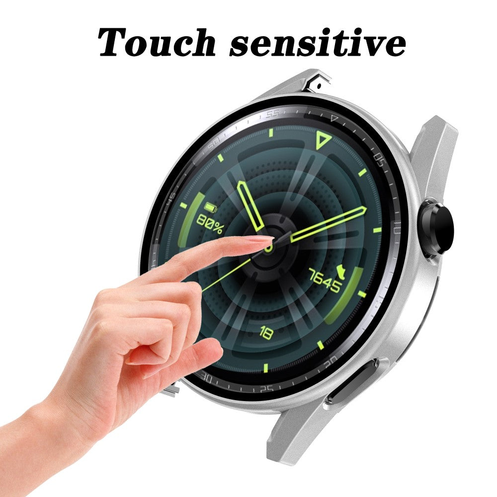 Mega Fint Huawei Watch GT 3 (42mm) Cover med Skærmbeskytter i Plastik og Hærdet Glas - Sølv#serie_4