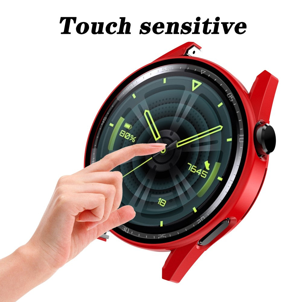 Mega Fint Huawei Watch GT 3 (42mm) Cover med Skærmbeskytter i Plastik og Hærdet Glas - Rød#serie_5