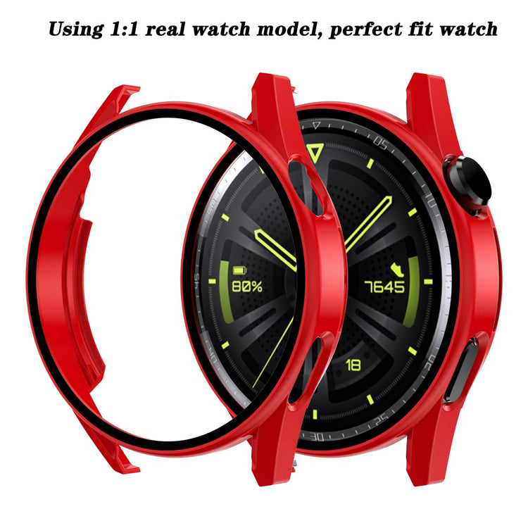 Mega Fint Huawei Watch GT 3 (42mm) Cover med Skærmbeskytter i Plastik og Hærdet Glas - Rød#serie_5