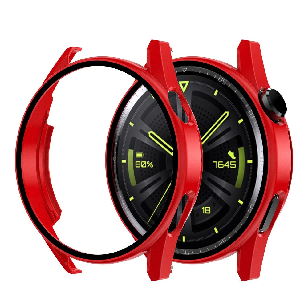 Mega Fint Huawei Watch GT 3 (42mm) Cover med Skærmbeskytter i Plastik og Hærdet Glas - Rød#serie_5
