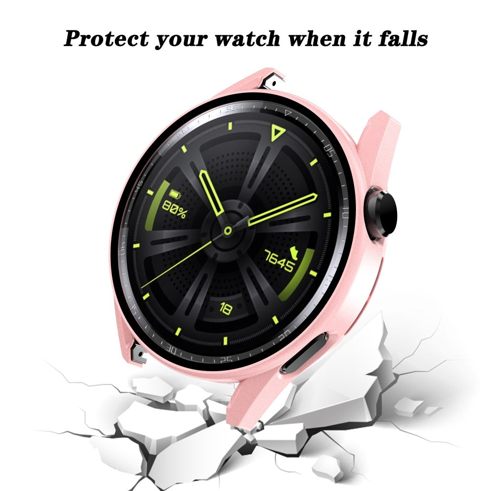 Mega Fint Huawei Watch GT 3 (42mm) Cover med Skærmbeskytter i Plastik og Hærdet Glas - Pink#serie_7