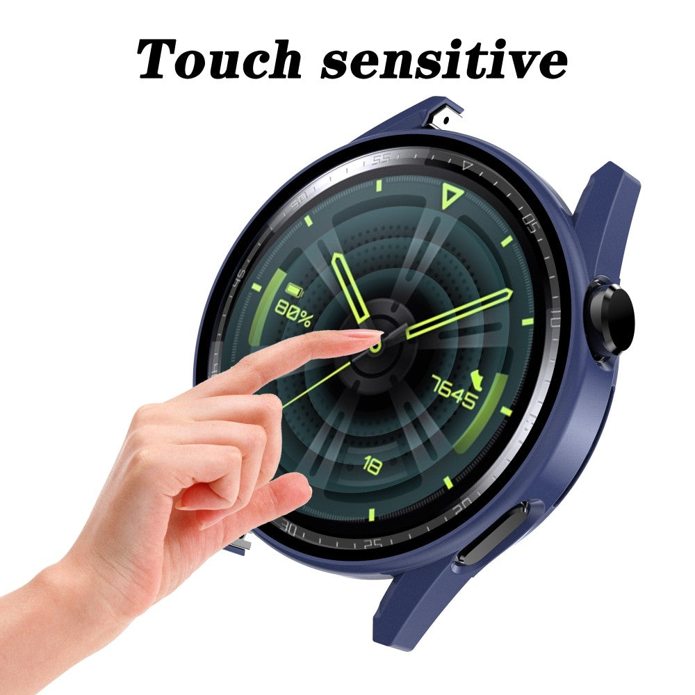Mega Fint Huawei Watch GT 3 (42mm) Cover med Skærmbeskytter i Plastik og Hærdet Glas - Blå#serie_9