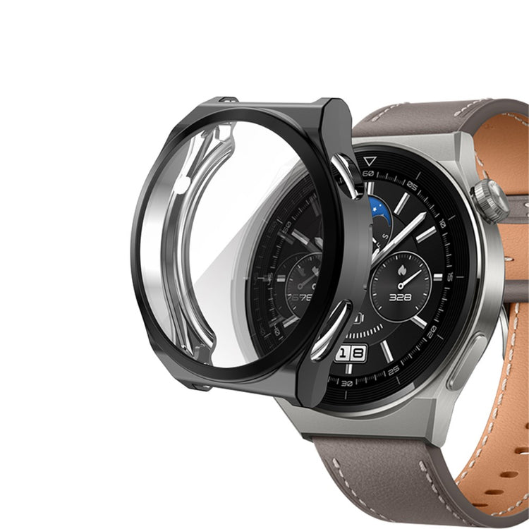 Alle Tiders Huawei Watch GT 3 Pro 46mm Cover med Skærmbeskytter i Silikone - Sort#serie_1