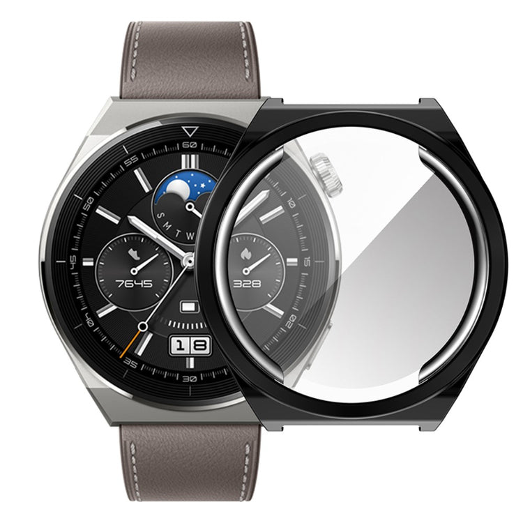 Alle Tiders Huawei Watch GT 3 Pro 46mm Cover med Skærmbeskytter i Silikone - Sort#serie_1