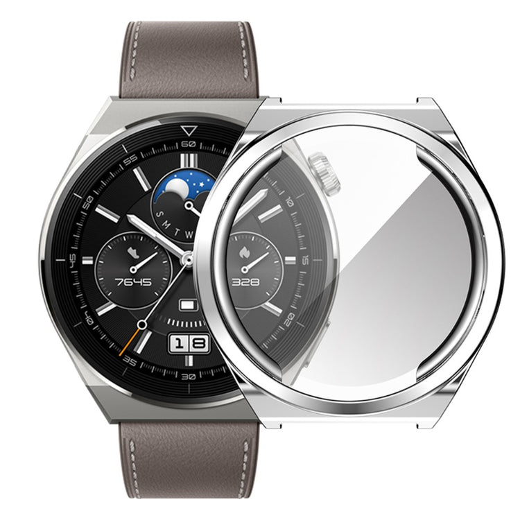 Alle Tiders Huawei Watch GT 3 Pro 46mm Cover med Skærmbeskytter i Silikone - Sølv#serie_5