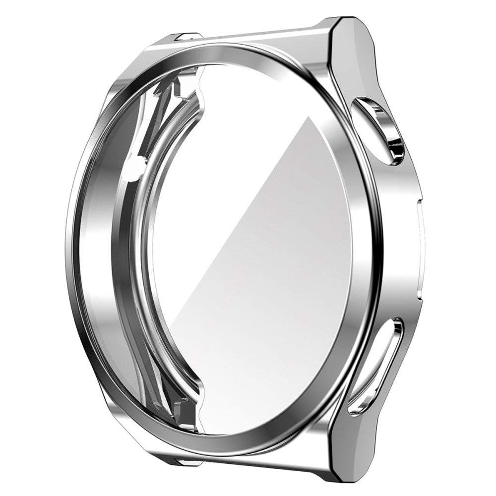 Vildt Fed Huawei Watch GT 3 Pro 46mm Cover med Skærmbeskytter i Silikone og Hærdet Glas - Sølv#serie_2