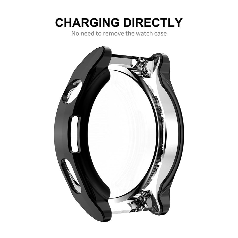 Vildt Fed Huawei Watch GT 3 Pro 46mm Cover med Skærmbeskytter i Silikone og Hærdet Glas - Sølv#serie_2
