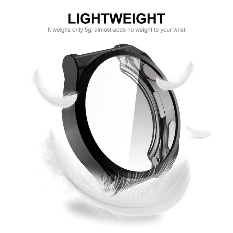 Vildt Fed Huawei Watch GT 3 Pro 46mm Cover med Skærmbeskytter i Silikone og Hærdet Glas - Pink#serie_4
