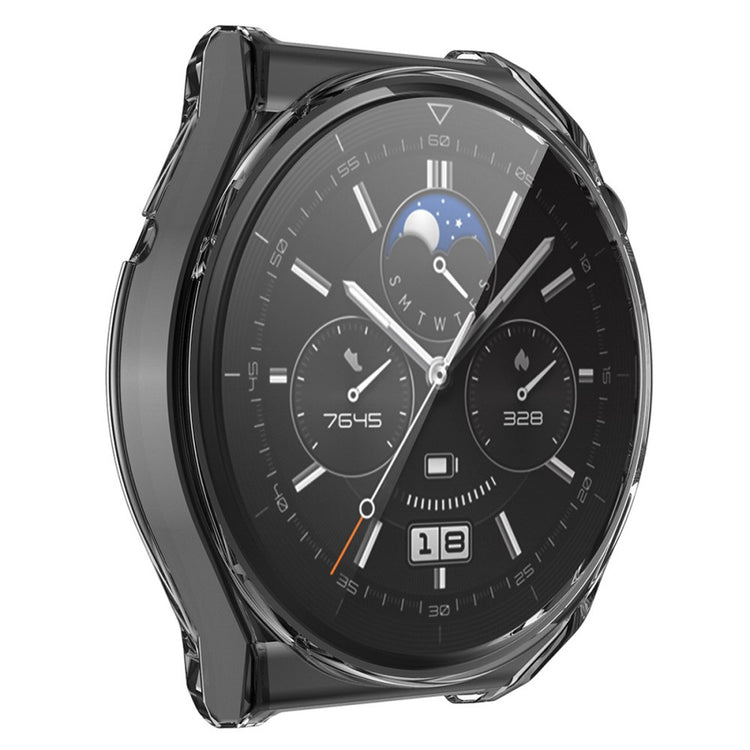 Meget Fint Huawei Watch GT 3 Pro 46mm Cover med Skærmbeskytter i Silikone og Hærdet Glas - Gennemsigtig#serie_4