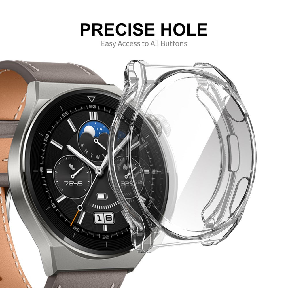 Meget Fint Huawei Watch GT 3 Pro 46mm Cover med Skærmbeskytter i Silikone og Hærdet Glas - Gennemsigtig#serie_4