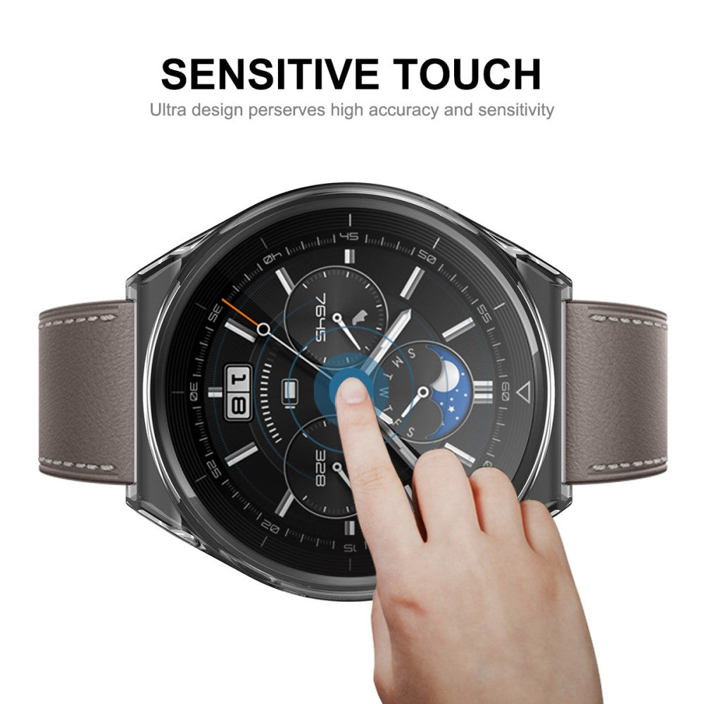Meget Fint Huawei Watch GT 3 Pro 46mm Cover med Skærmbeskytter i Silikone og Hærdet Glas - Gennemsigtig#serie_4