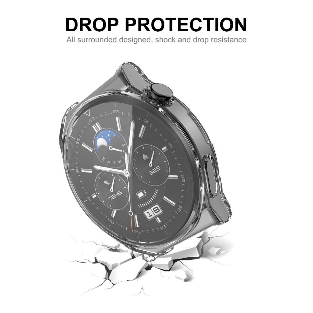 Meget Fint Huawei Watch GT 3 Pro 46mm Cover med Skærmbeskytter i Silikone og Hærdet Glas - Gennemsigtig#serie_4