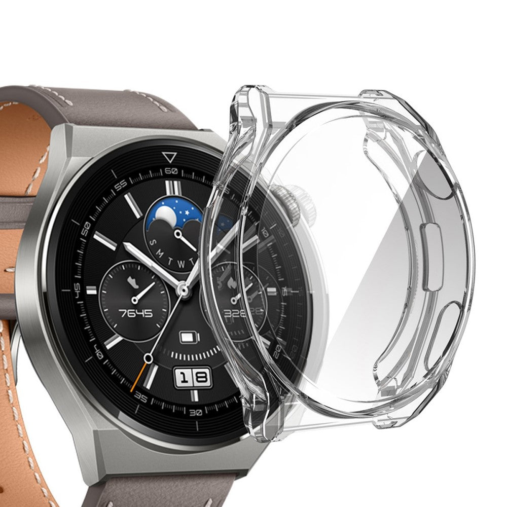 Meget Fint Huawei Watch GT 3 Pro 46mm Cover med Skærmbeskytter i Silikone og Hærdet Glas - Gennemsigtig#serie_4