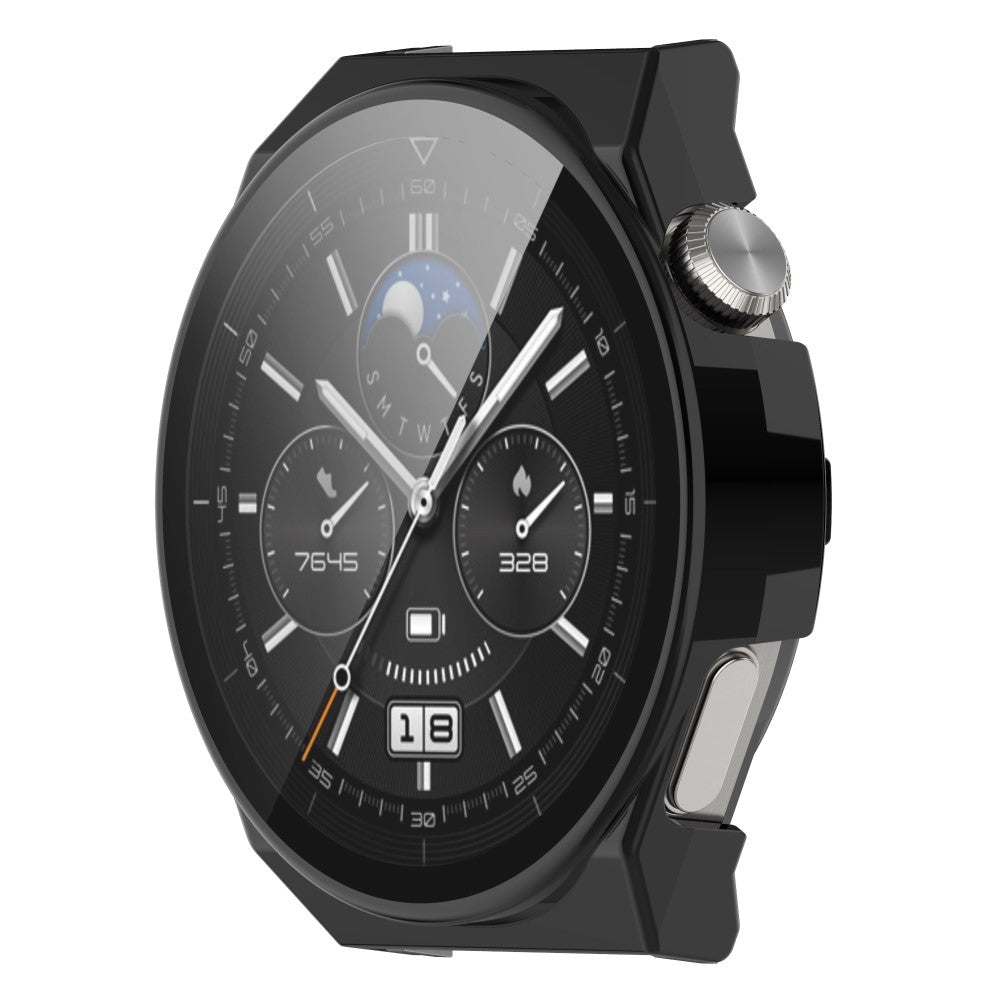 Mega Fed Huawei Watch GT 3 Pro 46mm Cover med Skærmbeskytter i Plastik og Hærdet Glas - Sort#serie_1