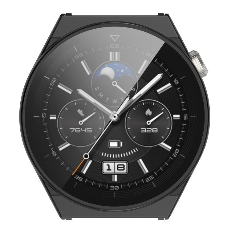 Mega Fed Huawei Watch GT 3 Pro 46mm Cover med Skærmbeskytter i Plastik og Hærdet Glas - Sort#serie_1