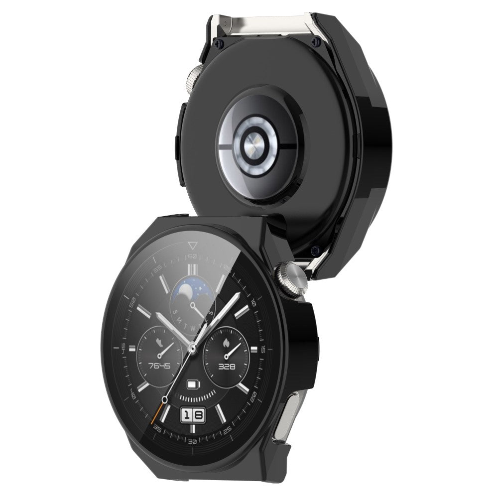 Mega Fed Huawei Watch GT 3 Pro 46mm Cover med Skærmbeskytter i Plastik og Hærdet Glas - Sort#serie_1