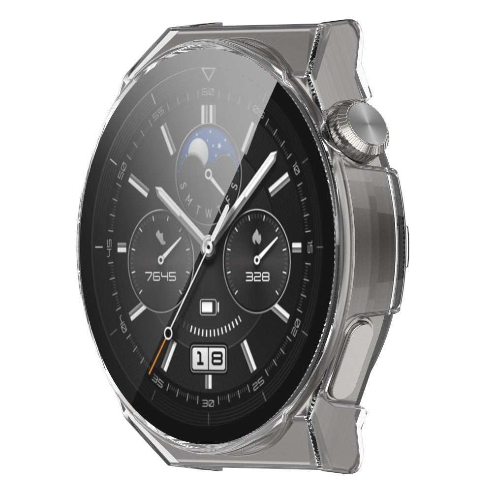Mega Fed Huawei Watch GT 3 Pro 46mm Cover med Skærmbeskytter i Plastik og Hærdet Glas - Gennemsigtig#serie_2