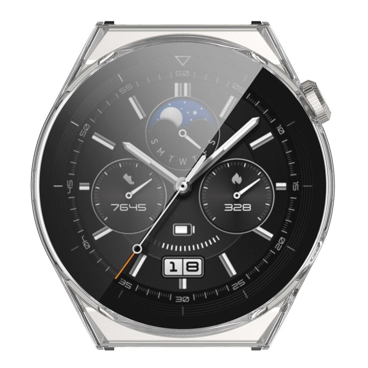 Mega Fed Huawei Watch GT 3 Pro 46mm Cover med Skærmbeskytter i Plastik og Hærdet Glas - Gennemsigtig#serie_2