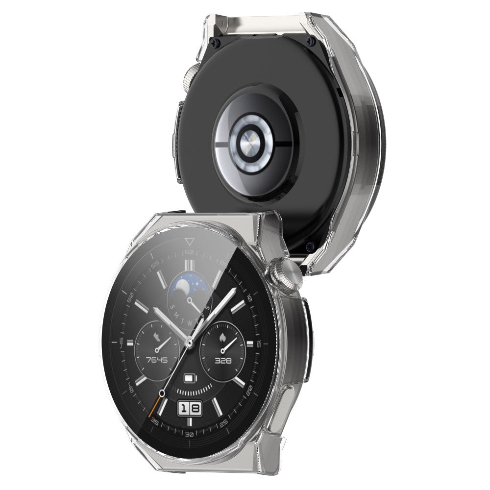 Mega Fed Huawei Watch GT 3 Pro 46mm Cover med Skærmbeskytter i Plastik og Hærdet Glas - Gennemsigtig#serie_2