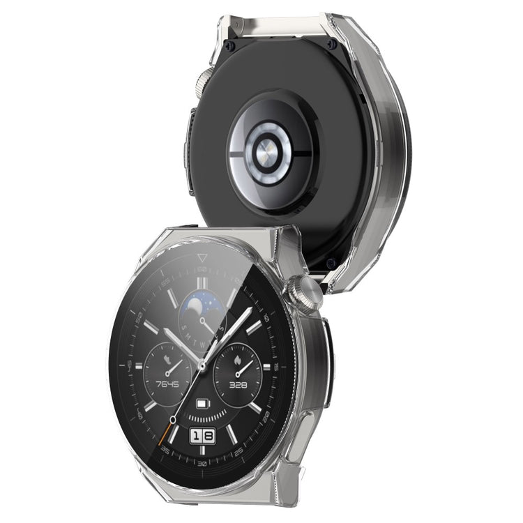 Mega Fed Huawei Watch GT 3 Pro 46mm Cover med Skærmbeskytter i Plastik og Hærdet Glas - Gennemsigtig#serie_2