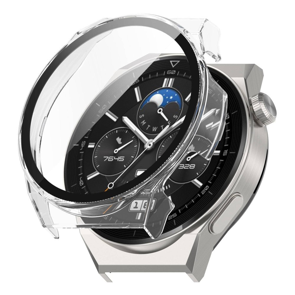 Mega Fed Huawei Watch GT 3 Pro 46mm Cover med Skærmbeskytter i Plastik og Hærdet Glas - Gennemsigtig#serie_2