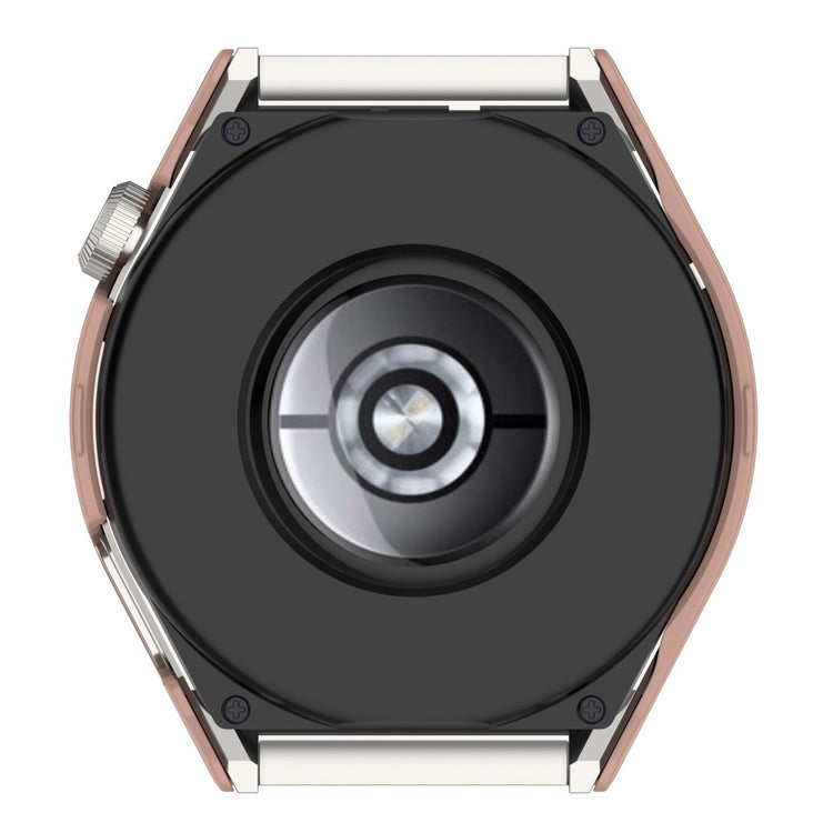 Mega Fed Huawei Watch GT 3 Pro 46mm Cover med Skærmbeskytter i Plastik og Hærdet Glas - Pink#serie_3