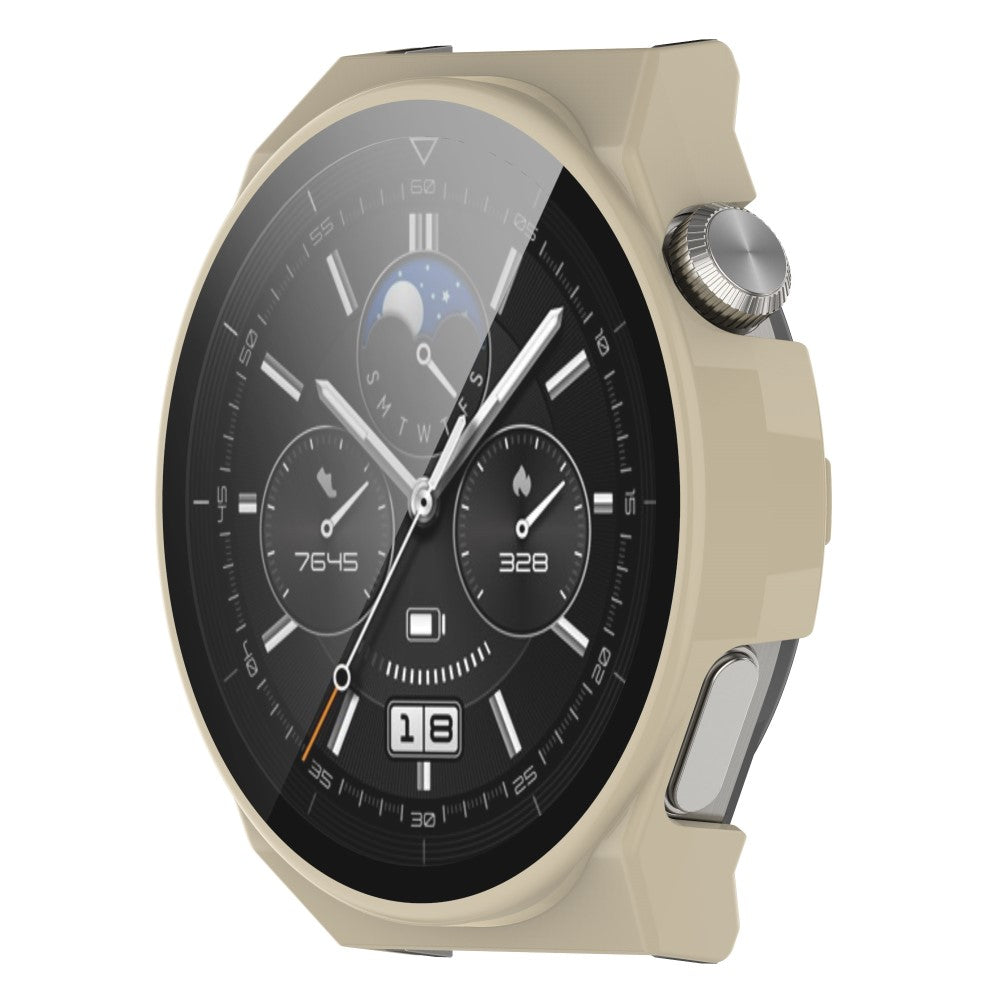 Mega Fed Huawei Watch GT 3 Pro 46mm Cover med Skærmbeskytter i Plastik og Hærdet Glas - Hvid#serie_4
