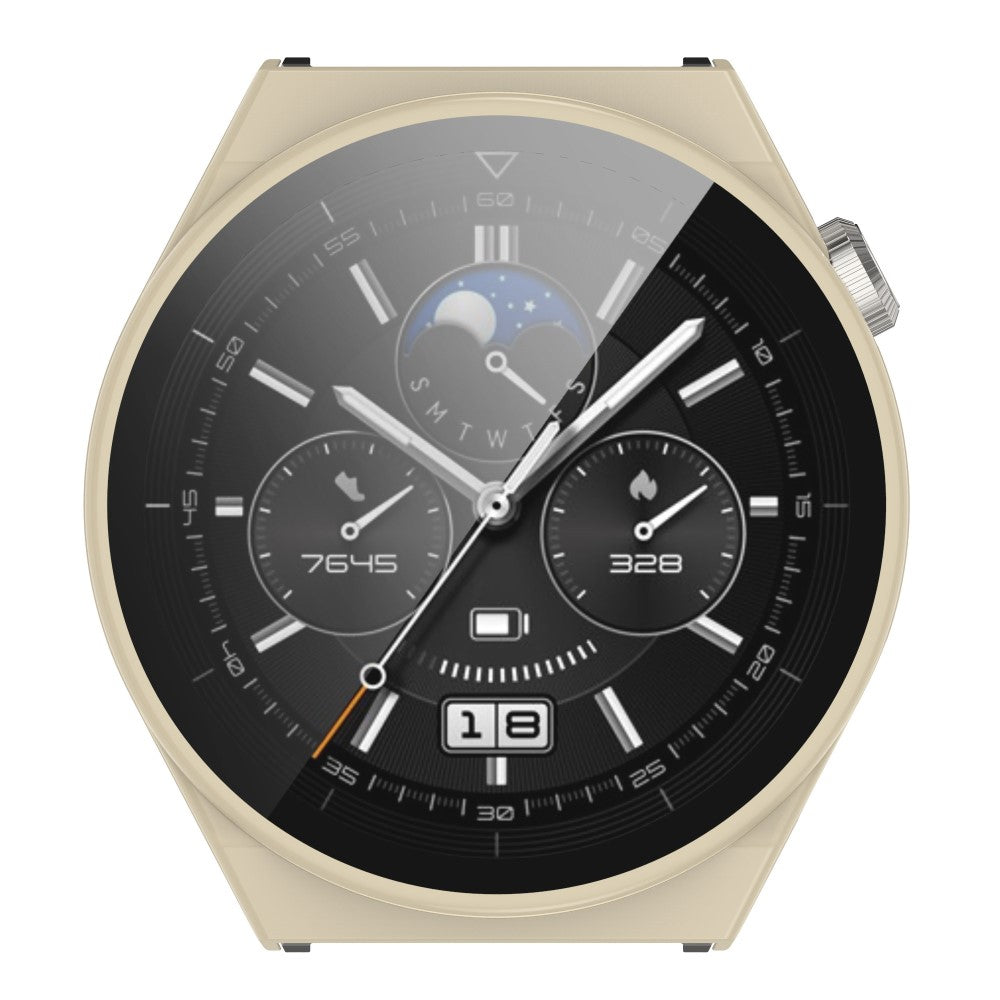 Mega Fed Huawei Watch GT 3 Pro 46mm Cover med Skærmbeskytter i Plastik og Hærdet Glas - Hvid#serie_4