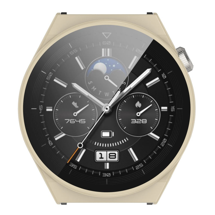 Mega Fed Huawei Watch GT 3 Pro 46mm Cover med Skærmbeskytter i Plastik og Hærdet Glas - Hvid#serie_4