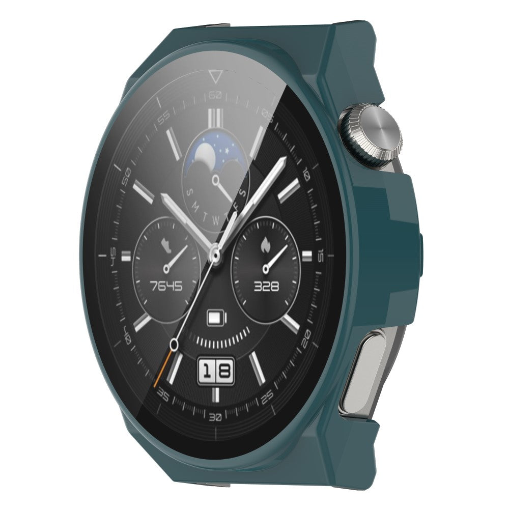 Mega Fed Huawei Watch GT 3 Pro 46mm Cover med Skærmbeskytter i Plastik og Hærdet Glas - Grøn#serie_5