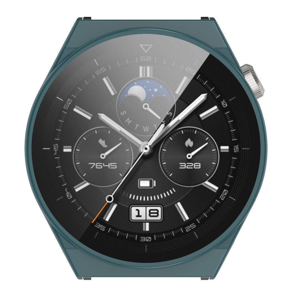 Mega Fed Huawei Watch GT 3 Pro 46mm Cover med Skærmbeskytter i Plastik og Hærdet Glas - Grøn#serie_5