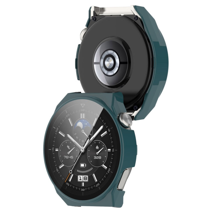 Mega Fed Huawei Watch GT 3 Pro 46mm Cover med Skærmbeskytter i Plastik og Hærdet Glas - Grøn#serie_5