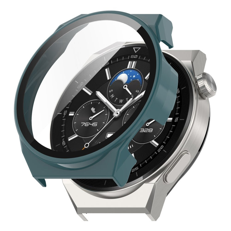 Mega Fed Huawei Watch GT 3 Pro 46mm Cover med Skærmbeskytter i Plastik og Hærdet Glas - Grøn#serie_5