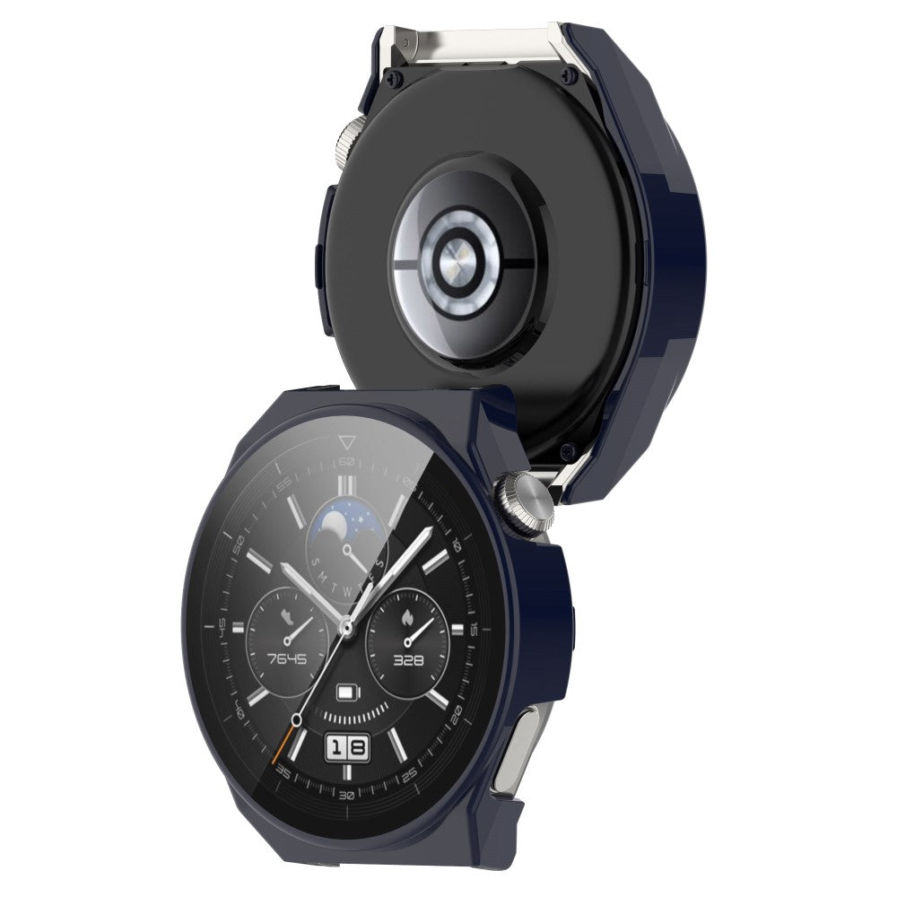 Mega Fed Huawei Watch GT 3 Pro 46mm Cover med Skærmbeskytter i Plastik og Hærdet Glas - Blå#serie_6