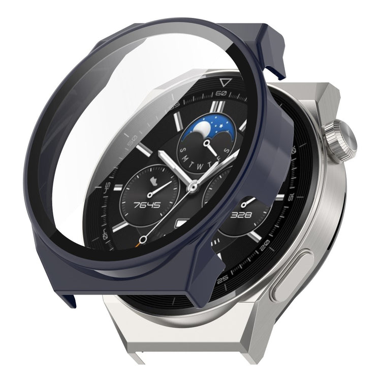 Mega Fed Huawei Watch GT 3 Pro 46mm Cover med Skærmbeskytter i Plastik og Hærdet Glas - Blå#serie_6