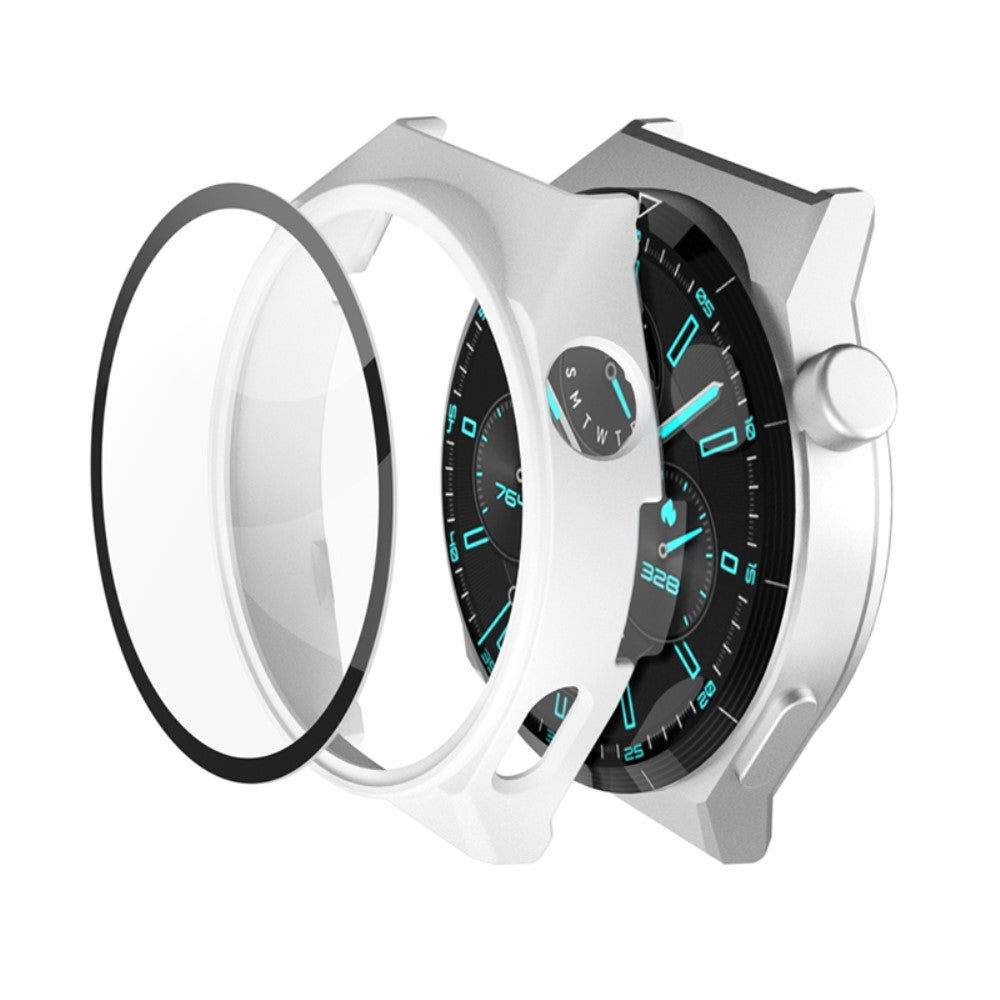 Vildt Flot Huawei Watch GT 3 Pro 46mm Cover med Skærmbeskytter i Hærdet Glas - Hvid#serie_1