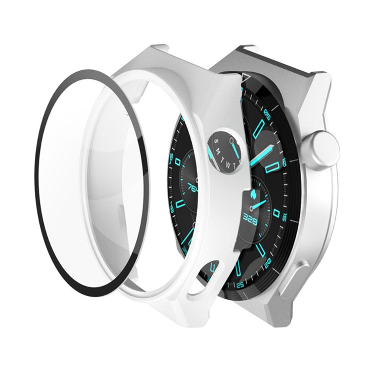Vildt Flot Huawei Watch GT 3 Pro 46mm Cover med Skærmbeskytter i Hærdet Glas - Hvid#serie_1