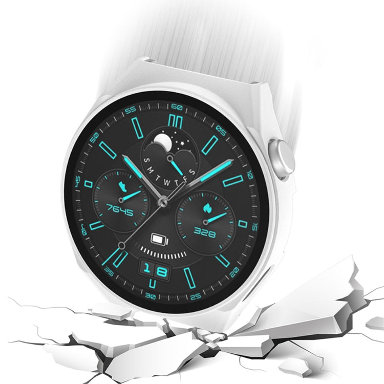 Vildt Flot Huawei Watch GT 3 Pro 46mm Cover med Skærmbeskytter i Hærdet Glas - Hvid#serie_1