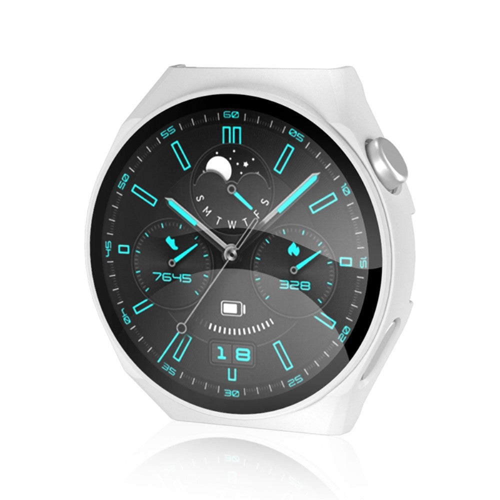 Vildt Flot Huawei Watch GT 3 Pro 46mm Cover med Skærmbeskytter i Hærdet Glas - Hvid#serie_1