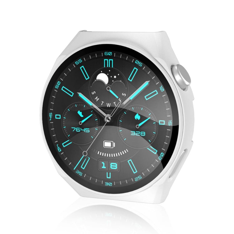 Vildt Flot Huawei Watch GT 3 Pro 46mm Cover med Skærmbeskytter i Hærdet Glas - Hvid#serie_1