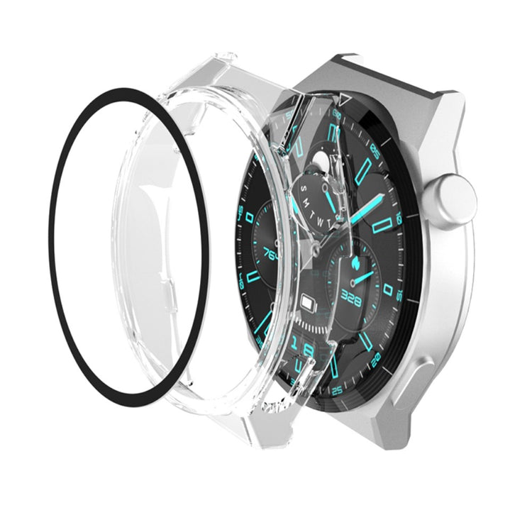 Vildt Flot Huawei Watch GT 3 Pro 46mm Cover med Skærmbeskytter i Hærdet Glas - Gennemsigtig#serie_3