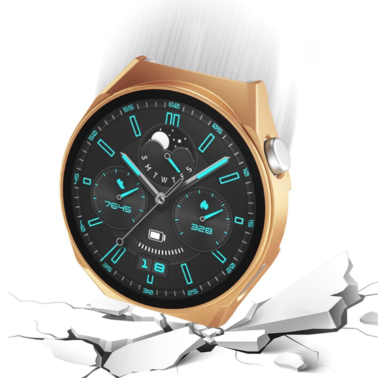 Vildt Flot Huawei Watch GT 3 Pro 46mm Cover med Skærmbeskytter i Hærdet Glas - Pink#serie_4
