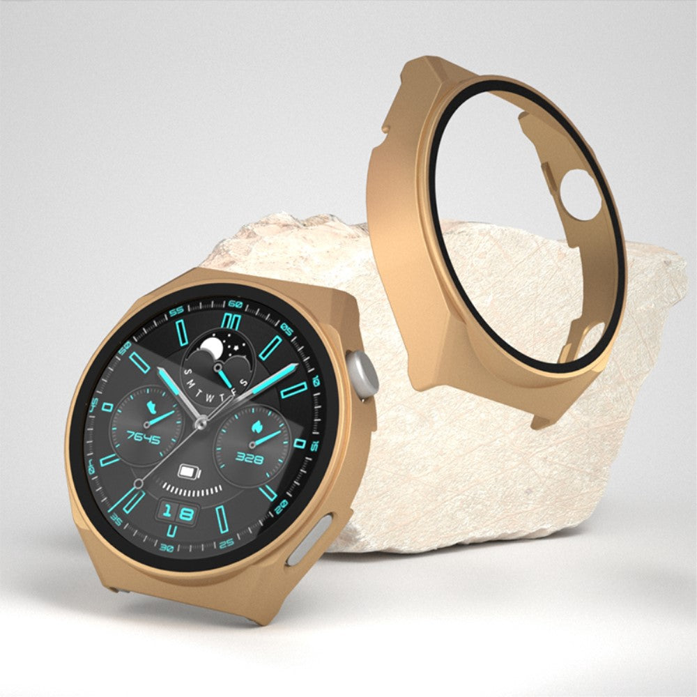 Vildt Flot Huawei Watch GT 3 Pro 46mm Cover med Skærmbeskytter i Hærdet Glas - Pink#serie_4