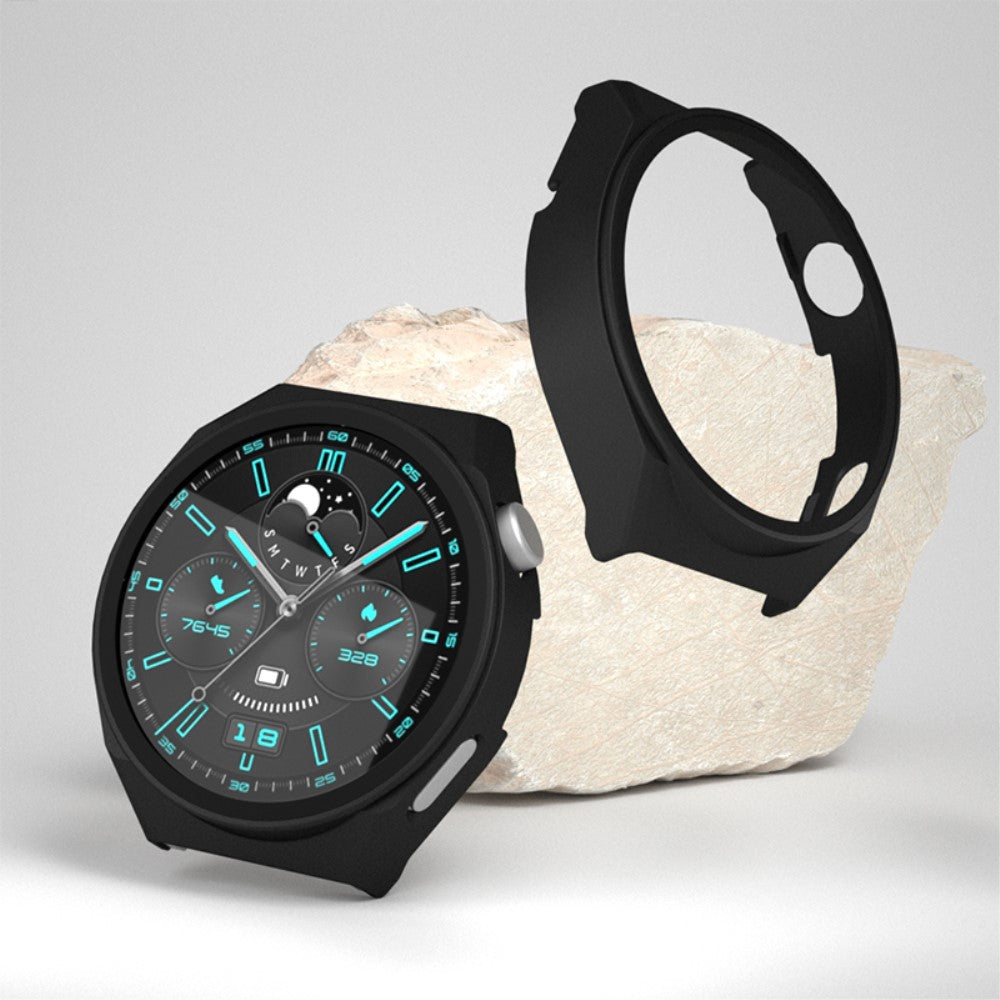 Vildt Flot Huawei Watch GT 3 Pro 46mm Cover med Skærmbeskytter i Hærdet Glas - Sort#serie_5