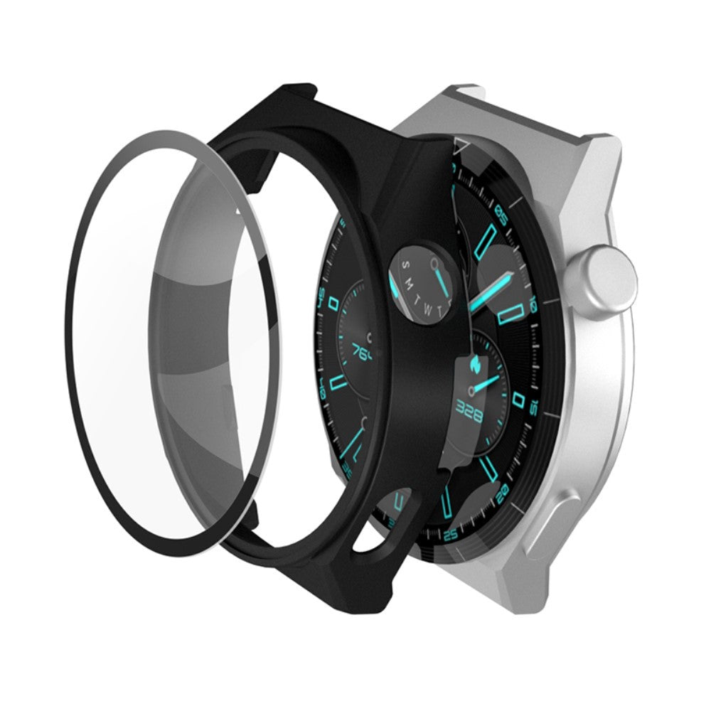 Vildt Flot Huawei Watch GT 3 Pro 46mm Cover med Skærmbeskytter i Hærdet Glas - Sort#serie_5