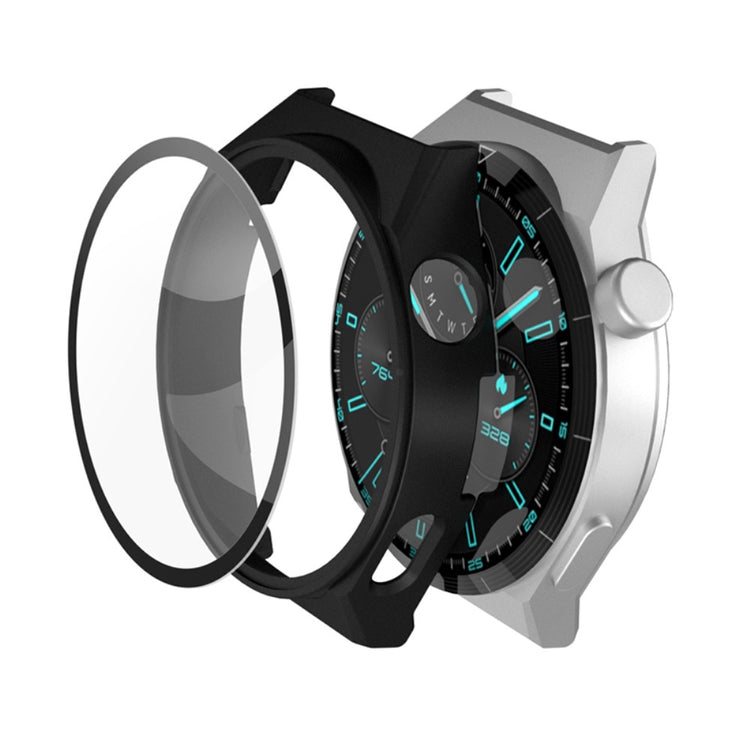 Vildt Flot Huawei Watch GT 3 Pro 46mm Cover med Skærmbeskytter i Hærdet Glas - Sort#serie_5